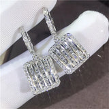 925 Silver Diamond Dangle Earrings for Women Wedding Bridal Gift