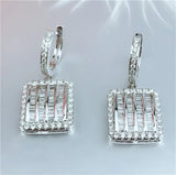 925 Silver Diamond Dangle Earrings for Women Wedding Bridal Gift