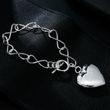 925 Silver LOVE Heart Frame Bracelet Wedding Jewelry