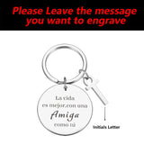 A-Z 26 Letters Keychain Spanish Amiga Keychains Friendship House Keychain Bir