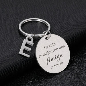 A-Z 26 Letters Keychain Spanish Amiga Keychains Friendship House Keychain Bir