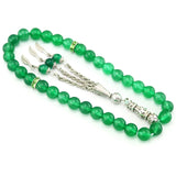 Agate Beads Green Stones Capsule Islam Muslim Tasbih Allah Bracelet Pendant