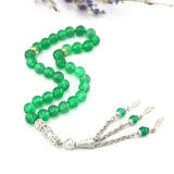 Agate Beads Green Stones Capsule Islam Muslim Tasbih Allah Bracelet Pendant