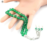 Agate Beads Green Stones Capsule Islam Muslim Tasbih Allah Bracelet Pendant
