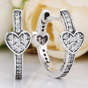 AlluEarring Hearts With Crystal Studs 925 Sterling Silver Earring