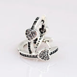 AlluEarring Hearts With Crystal Studs 925 Sterling Silver Earring