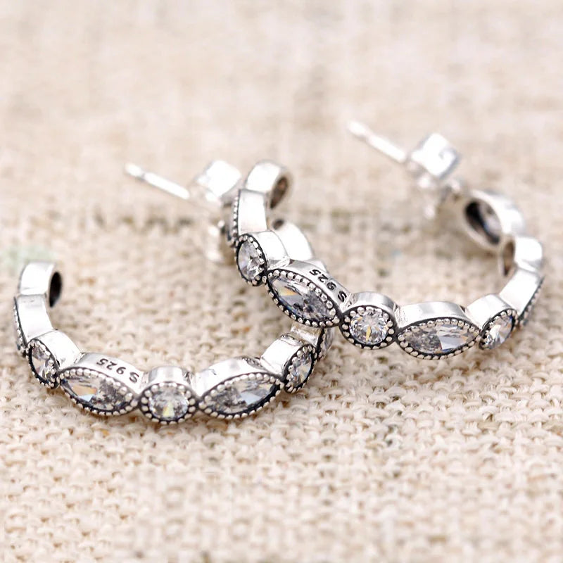 Crystal Marquise Earrings 925 Sterling Silver Wedding Gift DIY Jewelry