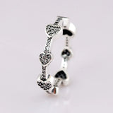 925 Sterling Silver Crystal Heart Rings Women Wedding Party Gift