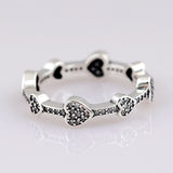 925 Sterling Silver Crystal Heart Rings Women Wedding Party Gift