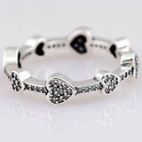 925 Sterling Silver Crystal Heart Rings Women Wedding Party Gift