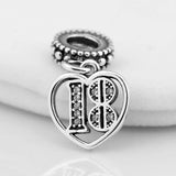Alphabet & Numbers 18 Years Of Love Heart Pendant Beads