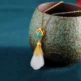 Hetian Magnolia Necklace Pendant Silver Jewelry
