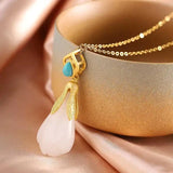 Hetian Magnolia Necklace Pendant Silver Jewelry