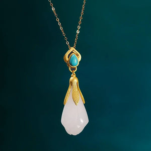 Hetian Magnolia Necklace Pendant Silver Jewelry