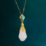 Hetian Magnolia Necklace Pendant Silver Jewelry