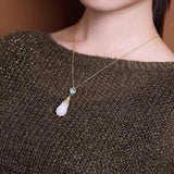 Hetian Magnolia Necklace Pendant Silver Jewelry