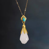 Hetian Magnolia Necklace Pendant Silver Jewelry