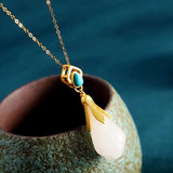 Hetian Magnolia Necklace Pendant Silver Jewelry