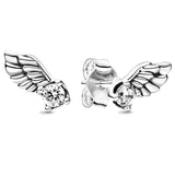 Angel Wing Polished Crystal Stud Earring 925 Sterling Silver Women Jewelry