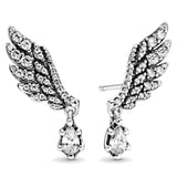 Angel Wing Polished Crystal Stud Earring 925 Sterling Silver Women Jewelry