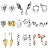 Angel Wing Polished Crystal Stud Earring 925 Sterling Silver Women Jewelry