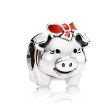 Enamel Piggy Bank Tigger Bead Charm for Bracelet 925 Silver Jewelry
