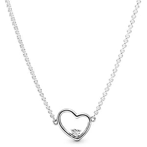 Asymmetric Hearts Of Love Necklace With Crystal 925 Sterling Silver