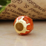 925 Silver Golden Honey Charm Yellow Enamel Bead