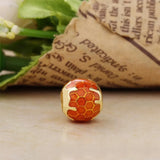 925 Silver Golden Honey Charm Yellow Enamel Bead