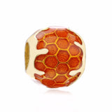 925 Silver Golden Honey Charm Yellow Enamel Bead