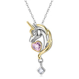 S925 Unicorn Heart Pendant Necklace for Women Clavicle Chain