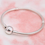 925 Sterling Silver Chain Bracelet with Crystal Clasp