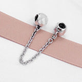 Ball Lock Safety Chain Beads 925 Sterling Silver Charm Bracelet