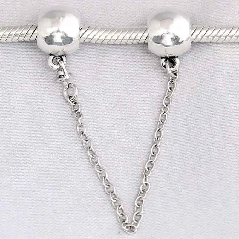 Ball Lock Safety Chain Beads 925 Sterling Silver Charm Bracelet