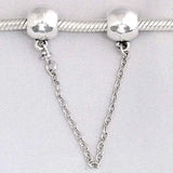 Ball Lock Safety Chain Beads 925 Sterling Silver Charm Bracelet