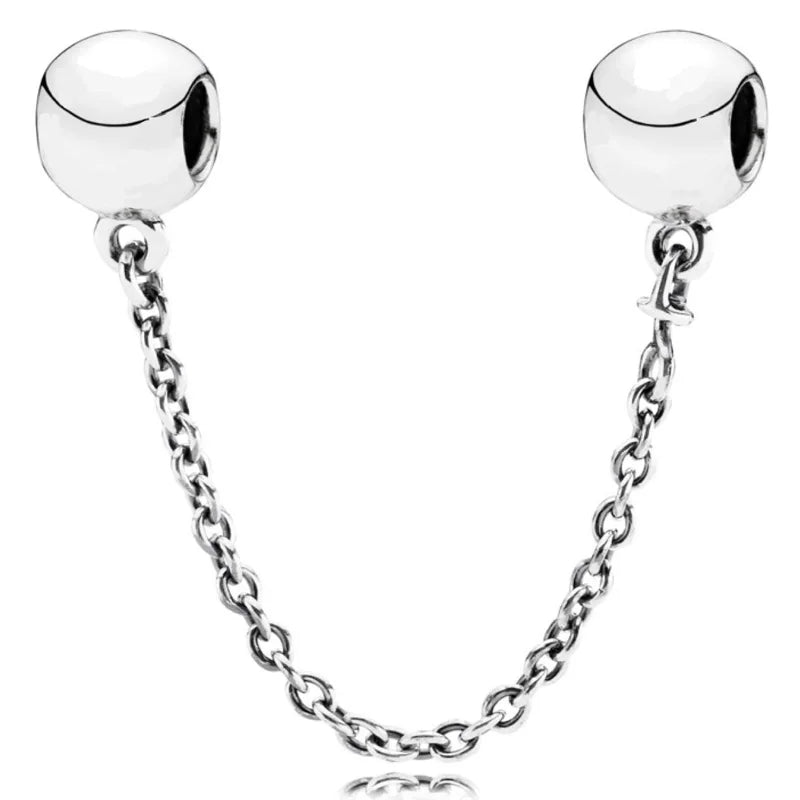 Moon & Star Safety Chain Charm Beads for 925 Silver Bracelet
