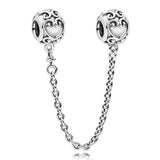 Moon & Star Safety Chain Charm Beads for 925 Silver Bracelet