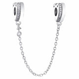 Moon & Star Safety Chain Charm Beads for 925 Silver Bracelet
