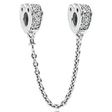 Moon & Star Safety Chain Charm Beads for 925 Silver Bracelet