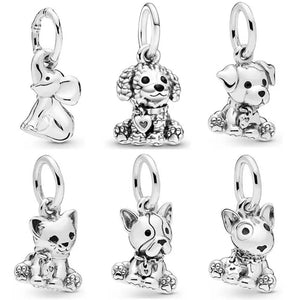 Bull Terrier Puppy Elephant Pendant 925 Silver Charm Jewelry