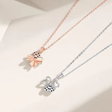 Grid Rose Clover Necklace 925 Silver Fine Jewelry Trefle Pendant Necklace