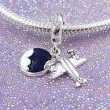 Travel Airplane Pendant Bead 925 Silver Charm for Europe Bracelet DIY