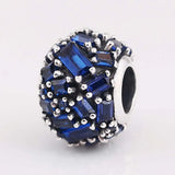 Baguette Crystal Beads 925 Silver Charm Bracelet Bangle DIY Jewelry