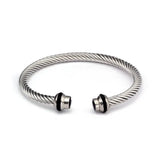 Stainless Steel Charm Cuff Bracelet Chain Link Wristband Bangles
