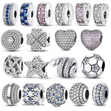 Pave CZ Zircon 925 Silver Charm Beads for Bracelet