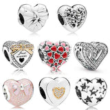 Love Heart Bow Bead Charms Fit Europe Bracelet