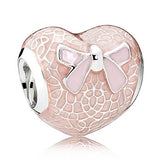 Love Heart Bow Bead Charms Fit Europe Bracelet