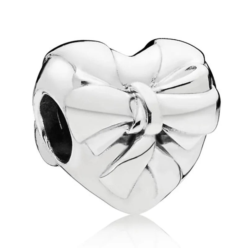 Love Heart Bow Bead Charms Fit Europe Bracelet