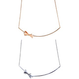 925 Silver Rose Bow Sliding Clasp Necklace Wedding Gift Jewelry