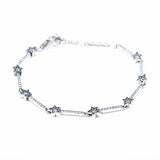 Celestial Stars Crystal Bangle 925 Sterling Silver Charm Bracelet